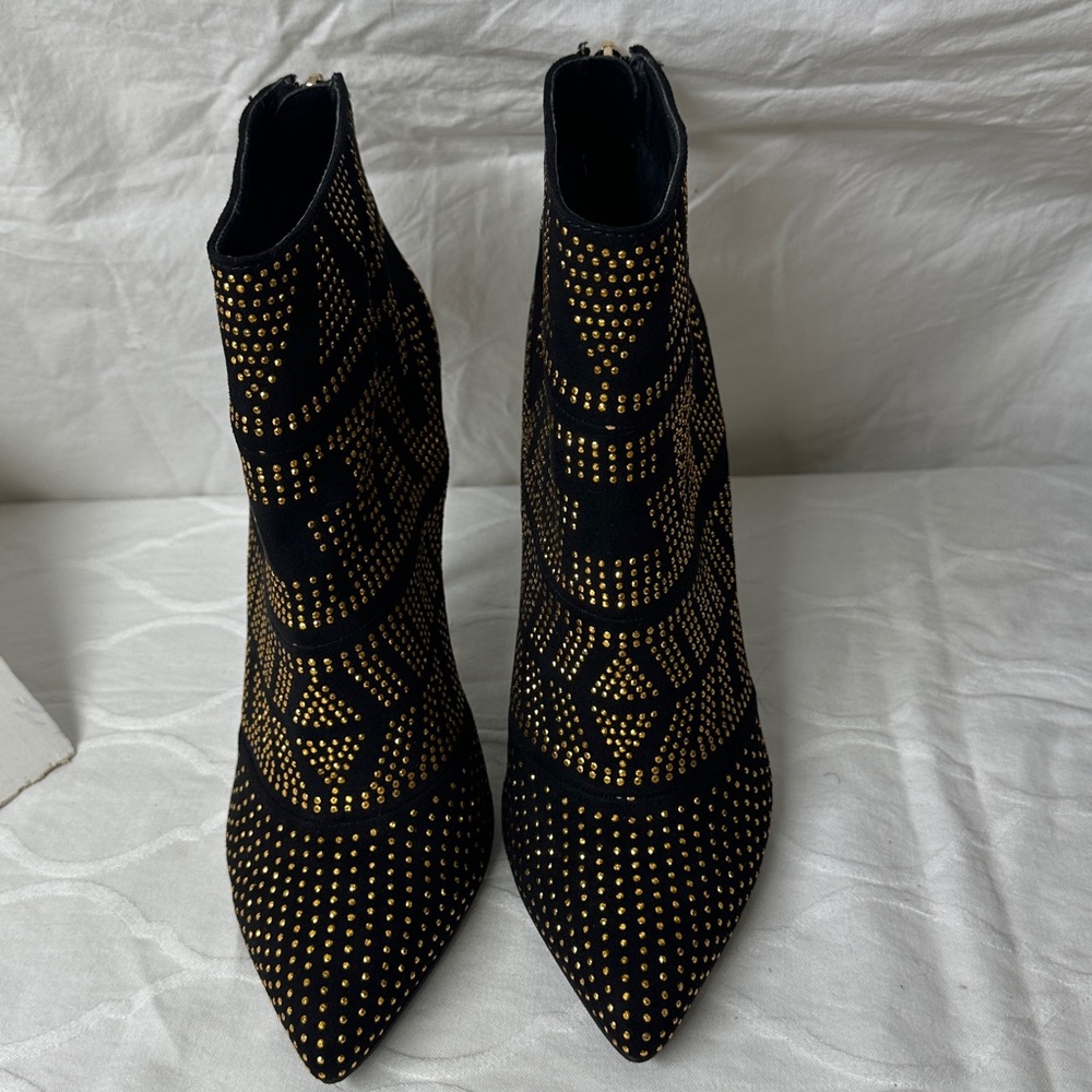 Thalia Sodi Black Copper Beaded Alejandra Heels Size 7.5